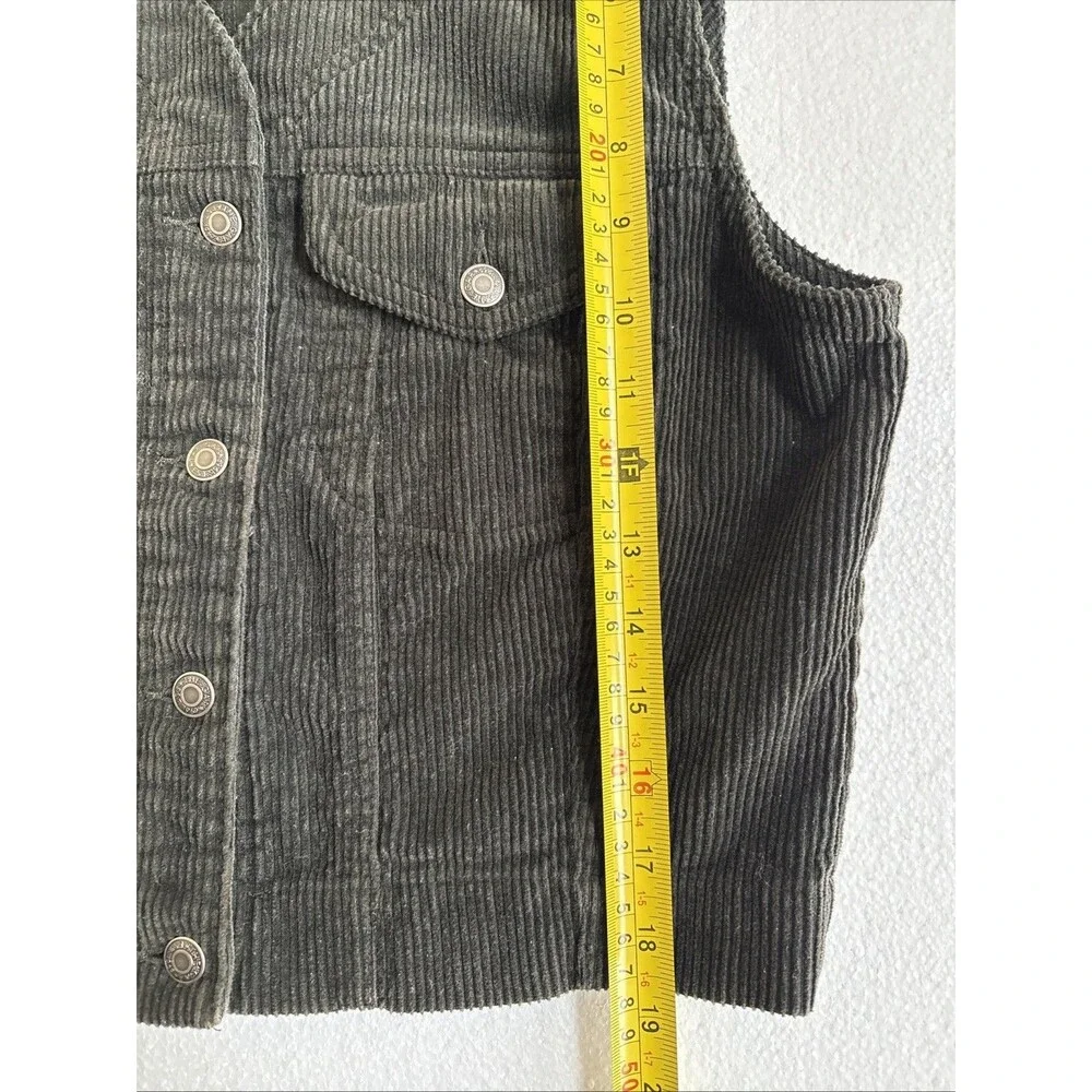 Vintage Ladies Gap Dark Green Corduroy Button Up Vest W/Front Pockets Size M - Picture 5 of 6